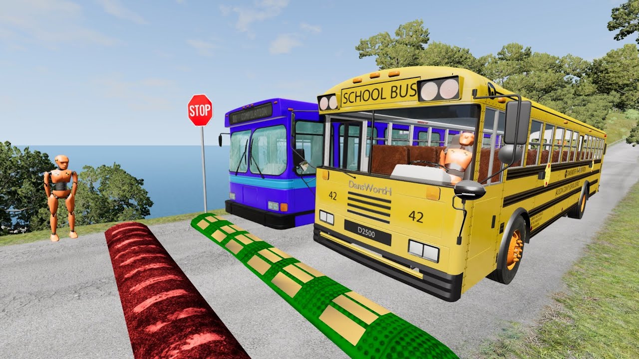 Buses vs Massive ⚠️ Speed Bumps⚠️ #15 – BeamNG.Drive