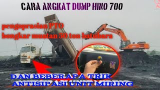 cara angkat dump..bongkar muatan 50 ton. batu bara.#hino700#pto hino 700