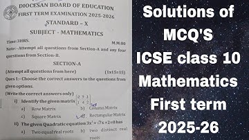 ICSE mathematics class 10, Solutions of MCQ