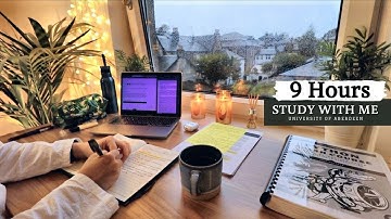 9 HOUR STUDY WITH ME at RAINY DAY | Background noise, Rain, 10-min Break, No music, Study with Merve