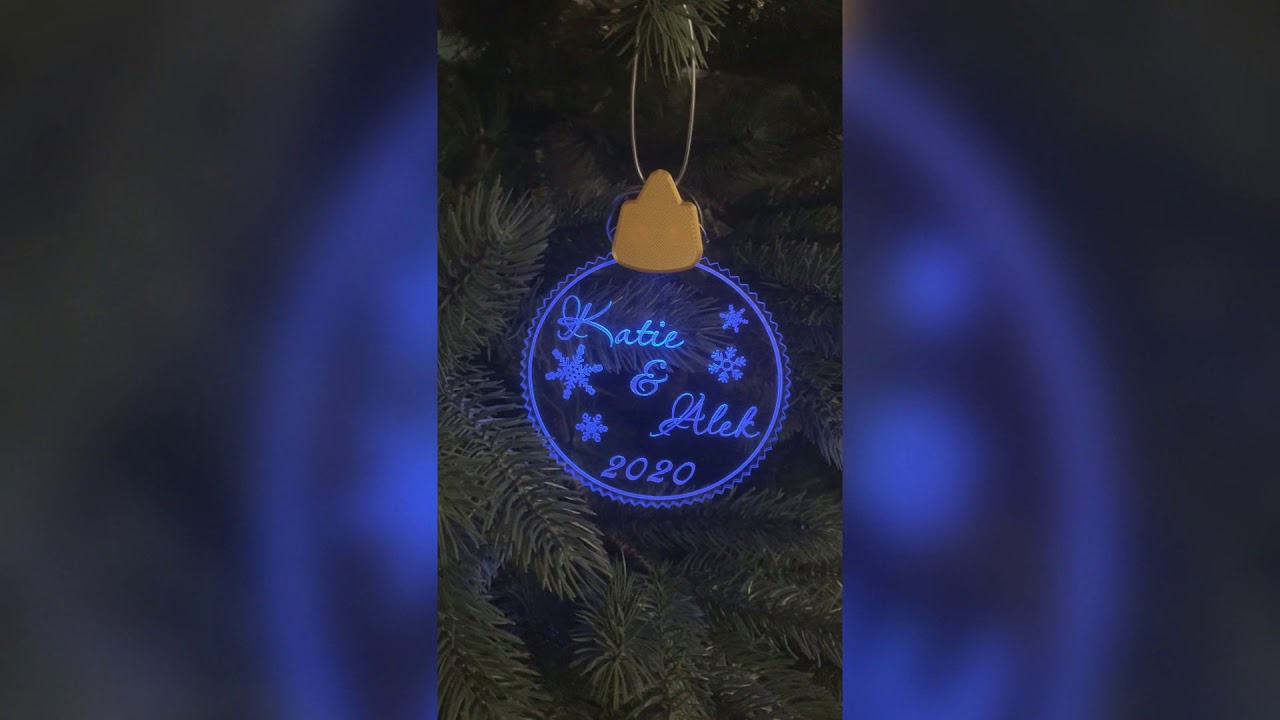 Christmas Tree Ornament Laser Engraved and Illuminated