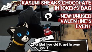 Kasumi sneaks chocolates in Joker's bag - unused Valentine event - Persona 5 Royal