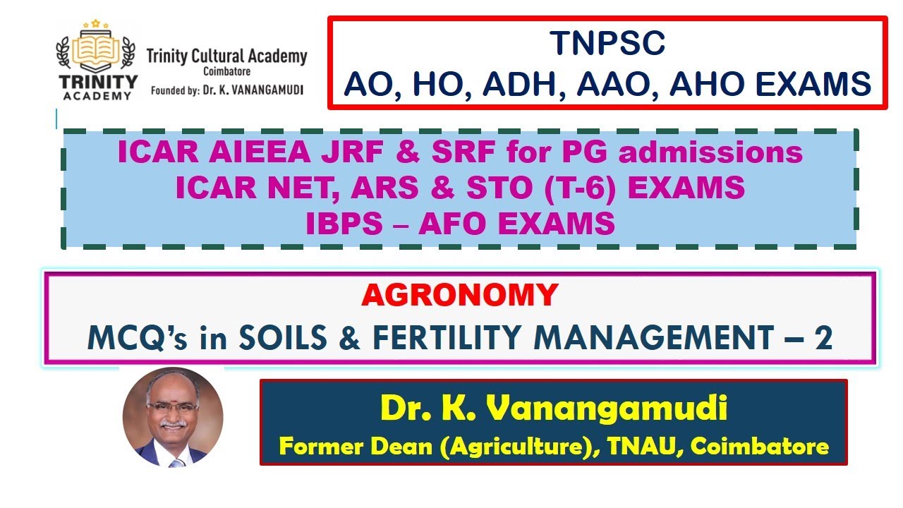 MCQ’s in SOILS & FERTILITY MANAGEMENT 2/Soil Science & Agricultural