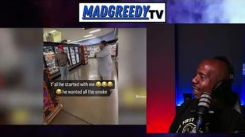 MADGREEDY TV Reacts to Male-Karen Squares Up In Grocery Store & Catches Hands