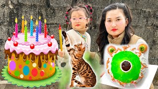 Changcady và con nhện khổng lồ, trang trí bánh sinh nhật hình con mắt cho mèo con