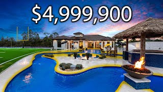 INSIDE a $4,999,900 MANSION FOR SALE w/ FIELD, LAZY RIVER, AND THEATRE! Sitting on 4  ACRES of LAND!