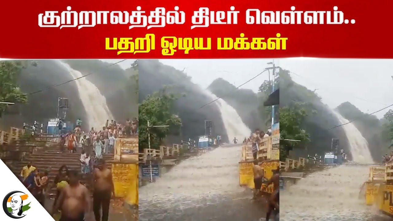 குற்றாலத்தில் திடீர் வெள்ளம்.. பதறி ஓடிய மக்கள் | Sudden Flood in Courtallam | Viral Video