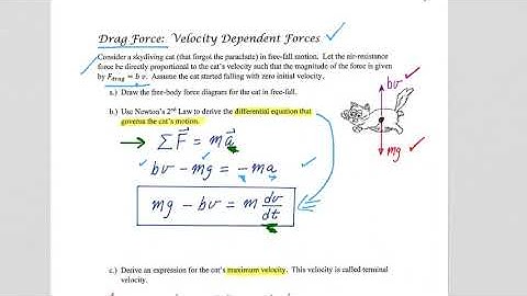 Drag Force 1: Introduction to Free Fall with a Velocity Dependent Force