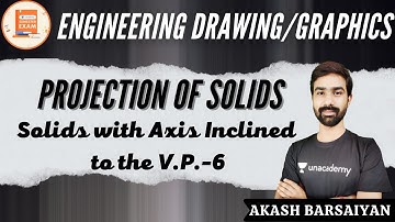 Solids with Axis Inclined to the V.P.-6 | Projection of Solids | Akash Barsaiyan