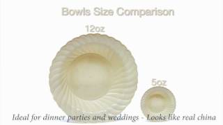 Round Elegantware Plastic Plates And Bowls