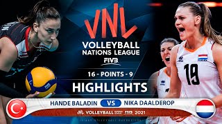 Hande Baladın vs Nika Daalderop | Turkey vs Netherlands | Highlights | VNL 2021 (HD)