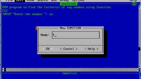 Qbasic Program to find the factorial of any number using function