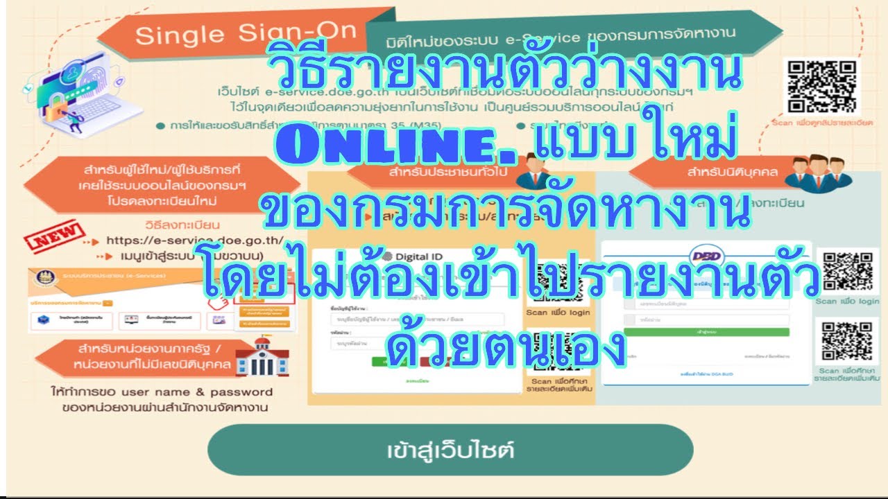 วิธีการรายงานตัวว่างงานแบบใหม่ Online. โดยไม่ต้องเดินทางไปกรมการจัดหางาน (เว็บไซต์ล่าสุด)