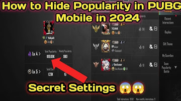 How to Hide popularity in PUBG M in 2024 | secret Settings to lock your popularity in PUBG and BGMI