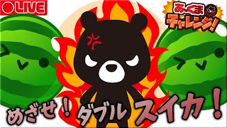 【🍉スイカゲーム VS 悪魔のあ～くま】自己ベスト3454点のあ～くまが60分でダブルスイカめざす！🎮✨【あ～くまチャレンジ＃８/ゆるくまゲーム実況🐻✨】