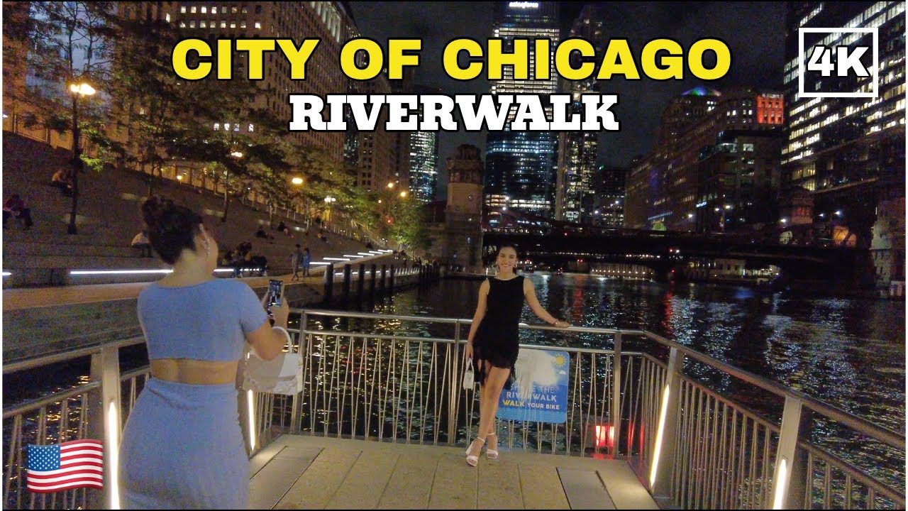 🚶🏿FRIDAY NIGHT, CHICAGO🇺🇸 RIVERWALK - WALKING TOUR [4K 60FPS]