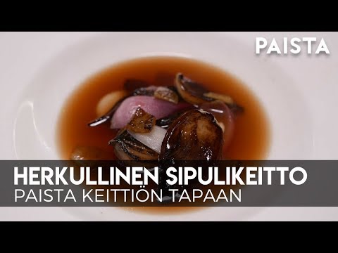 Ruisleivällä kuorrutettu sipulikeitto. 