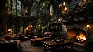 Relaxing Castle Room White Noise w/Nature Sounds & Warm Fireplace for Insomnia, Study, Healing Soul