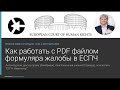 Как работать с PDF файлом формуляра жалобы в ЕСПЧ