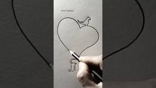 Drawing of a Dog and a Cat with a Bird and a Rat from One line #aram_nabeel