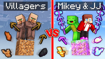 Villagers Block vs Mikey & JJ OP Block Survival Battle in Minecraft (Maizen)