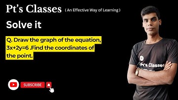 ‎@ptsclasses  Q. Draw the graph of the equation, 3x+2y=6 .Find the coordinates of the point.
