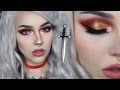 holiday grunge glam- red & gold cut crease makeup tutorial