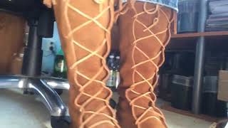 Knee high moccasin boots Soft sole fringe moccasin boots screenshot 5