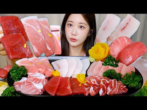 고소한 참치는 못참지😻살살녹는 참치회 먹방❤️(<strong>ft.소주</strong>) Tuna Sashimi マグロの刺身 | Mukbang ASMR