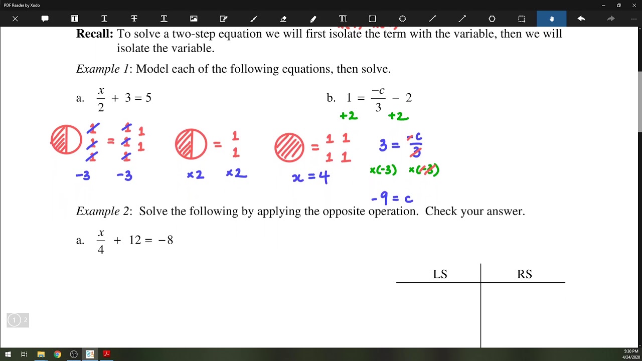 10.3 - Modelling and Solving Two Step Equations (Part 2)