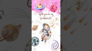 Godparents Outer Space Baptism Invitation #animatedinvitation #baptisminvitation #evite