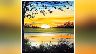 drawing of a beautiful sunrise landscape using OIL PASTEL - full tutorial with colour names