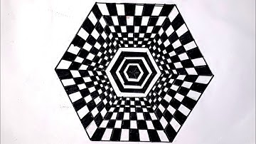 Spiral illusionary geometric drawing tutorial |How to draw Hexagon spiral drawing |MTT|