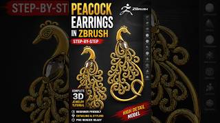 Detailed peacock with ornament details sculpt in Zbrush #zbrush #jewelrydesign