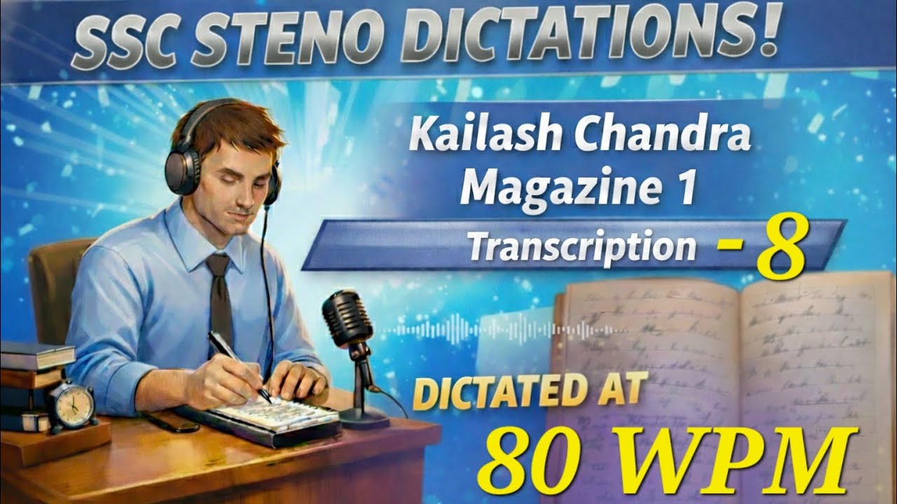 Kailash Chandra Transcription 8 | 80 WPM Dictation | SSC Stenographer Skill Test 2026 🔥✔️✔️