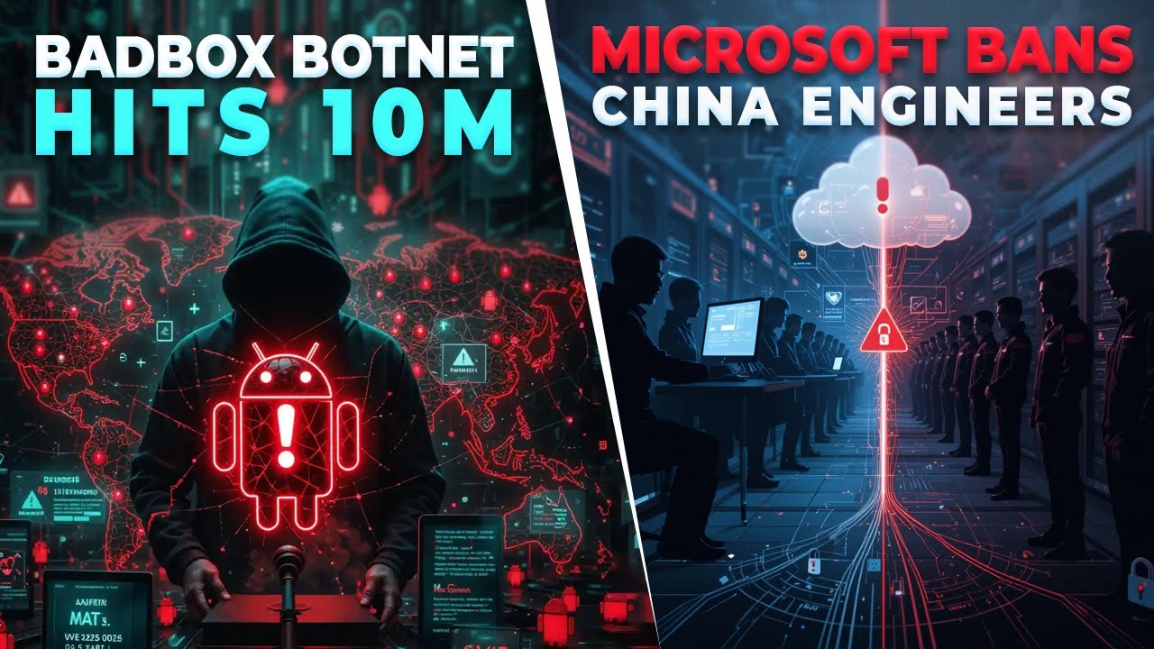 🛑 BADBOX Botnet Hits 10M | 💼 Microsoft Bans China Engineers - YouTube
