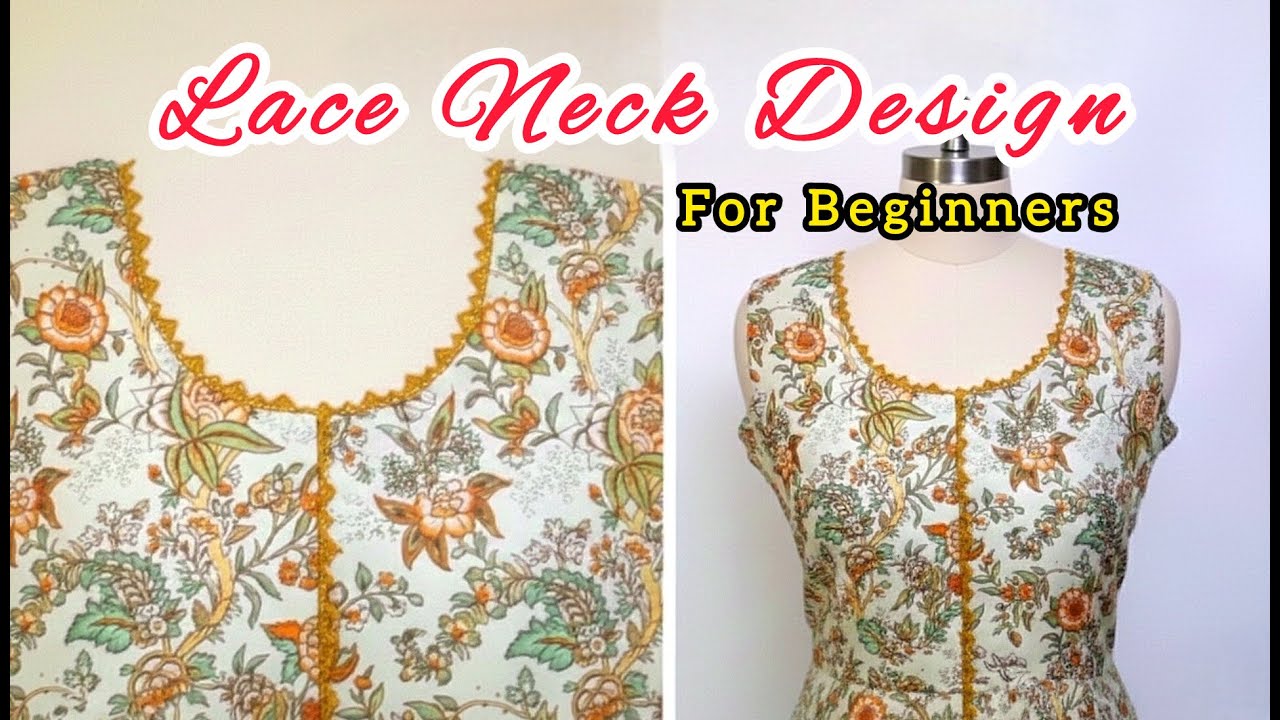 How to Make Stylish Lace Neck Design🌟 Beginner Friendly Neckline Cutting | Stitching and Designs