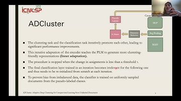 ICNLSP 2023: ADCluster: Adaptive Deep Clustering for Unsupervised Learning from Unlabeled Documents.