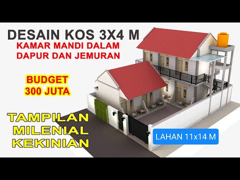DESAIN KOS KOSAN 3x4 M || Kamar Mandi Dalam, Dapur & Jemuran