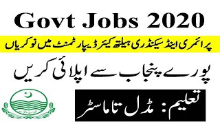Govt Jobs 2020 | Latest Jobs in Punjab 2020 | Primary and Secondary Healthcare Department Jobs 2020