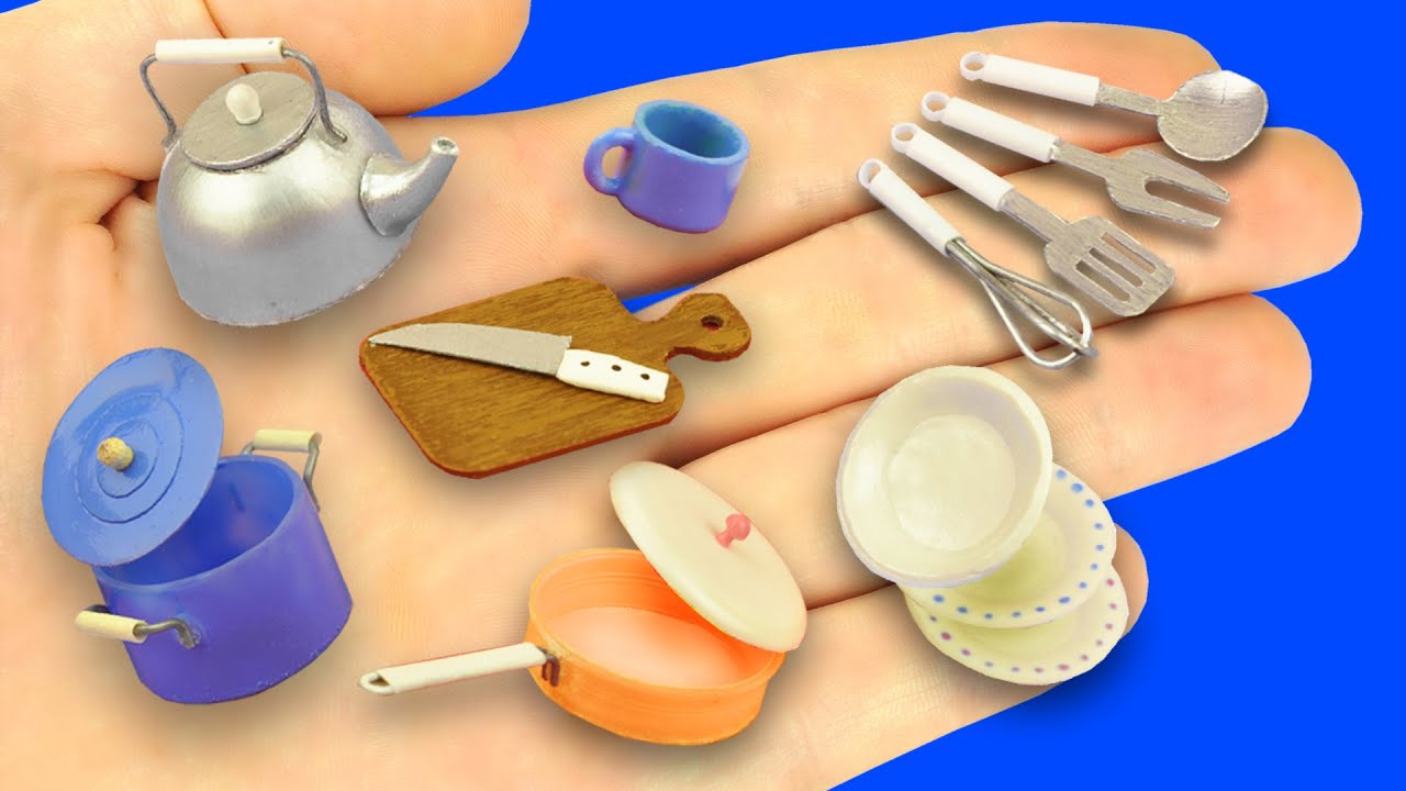 DIY Miniature Kitchen Cookware and Utensils for Dollhouse 