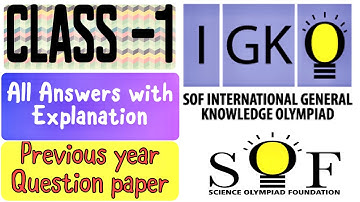 IGKO Class 1 Previous Year Solved Paper | SOF General Knowledge Olympiad Exam | SOF IGKO Grade 1