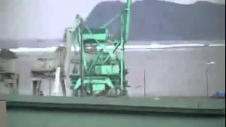 Tsunami in Kamaishi, Iwate Prefecture, filmed from a hill north of the town