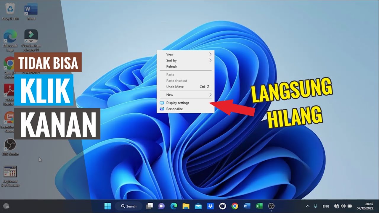 Laptop Tidak Bisa Klik Kanan, Refresh, Memunculkan Menu Windows, Run
