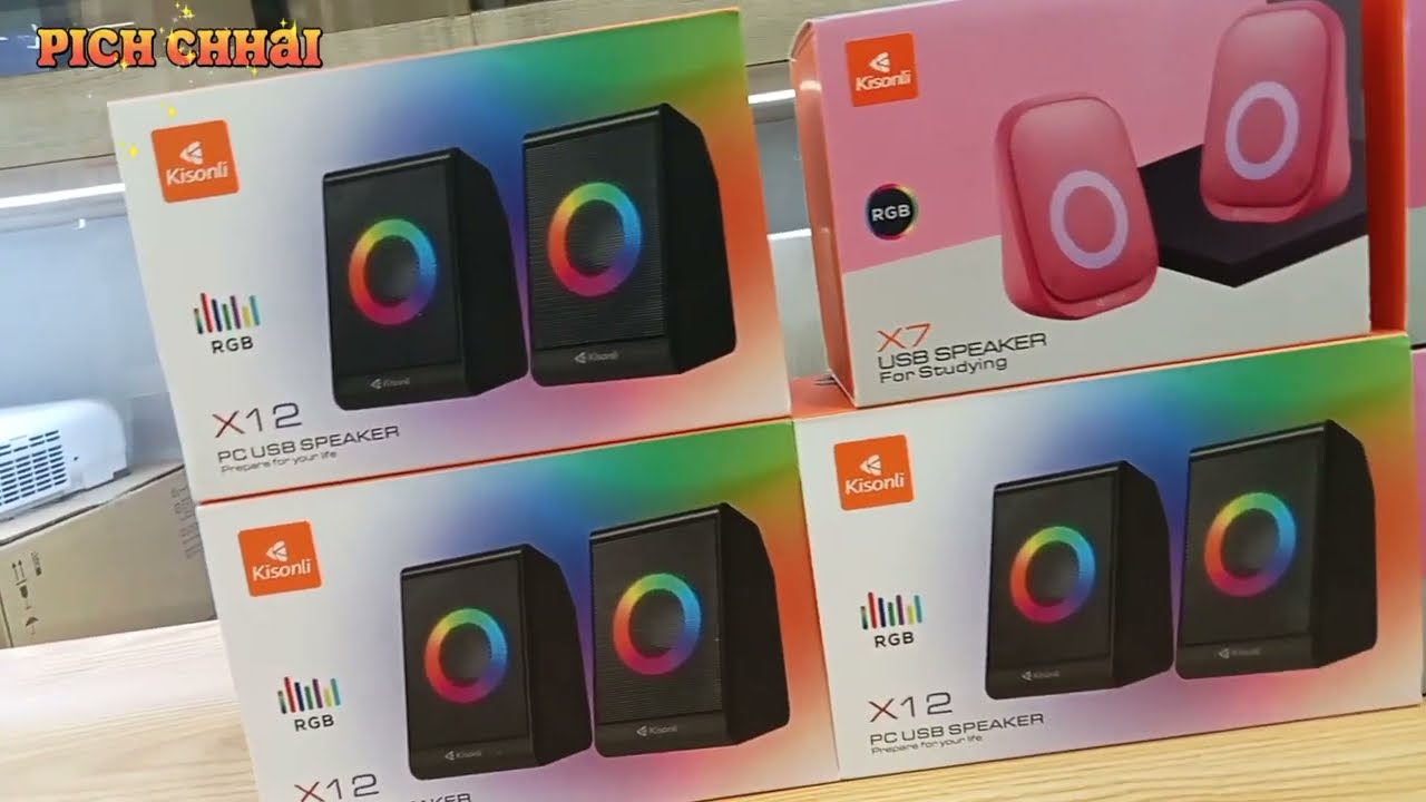 Kisonli X12 Multimedia Pc Usb Speaker With Colorful RGB Lights - Black