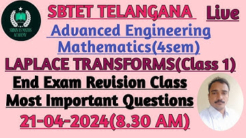 Laplace Transforms revision class|| sem4|| Advanced Engineering maths @SRINIVAS MATHS