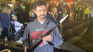 Red Sox fan catches piece of Rafael Devers' broken bat with bare hand during ALCS Game 5 at Fenway