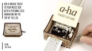 Take on me - A-Ha | Hand crank wooden music box with personalized engraving