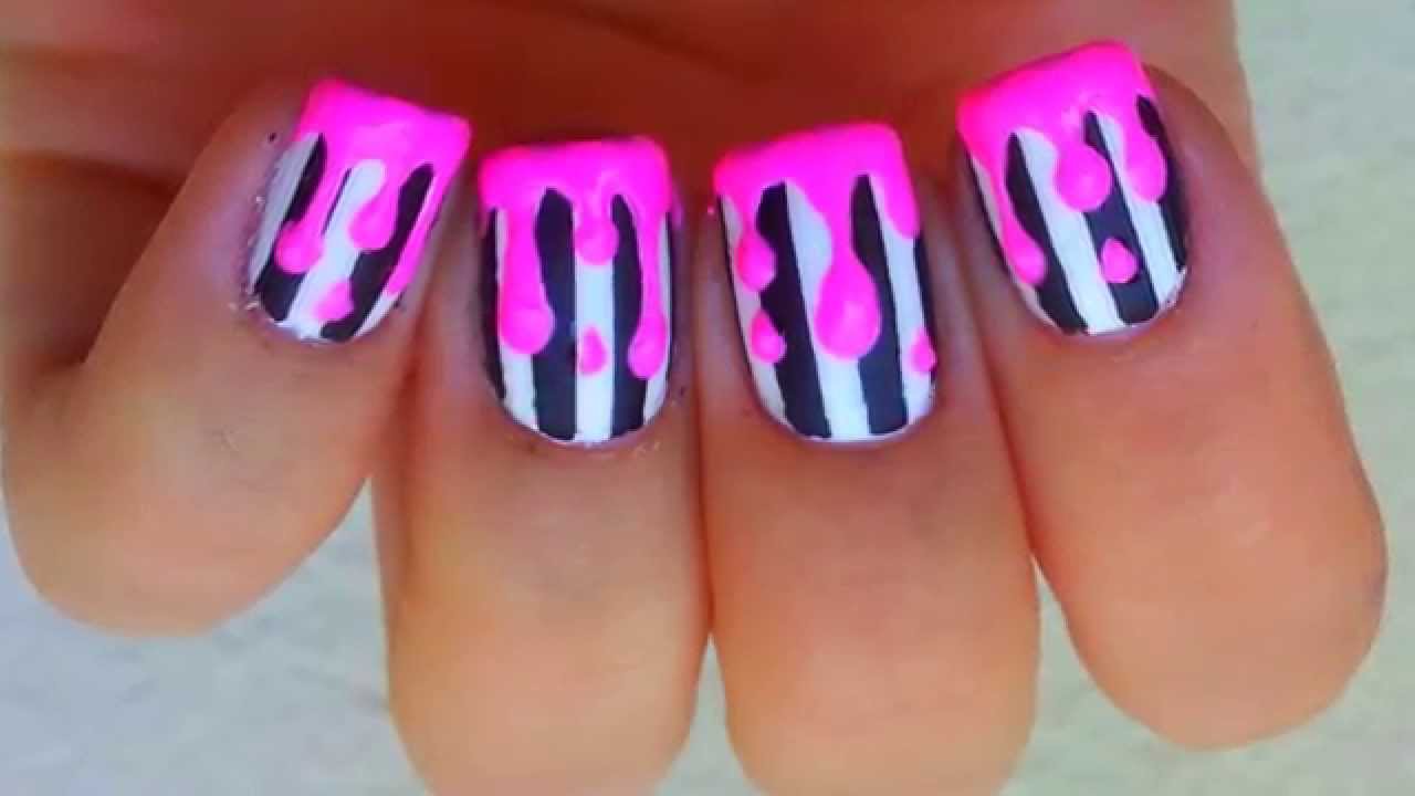 Striped Dripping Paint Nail Art Tutorial YouTube Striped Dripping Paint Nail Art Tutorial YouTube