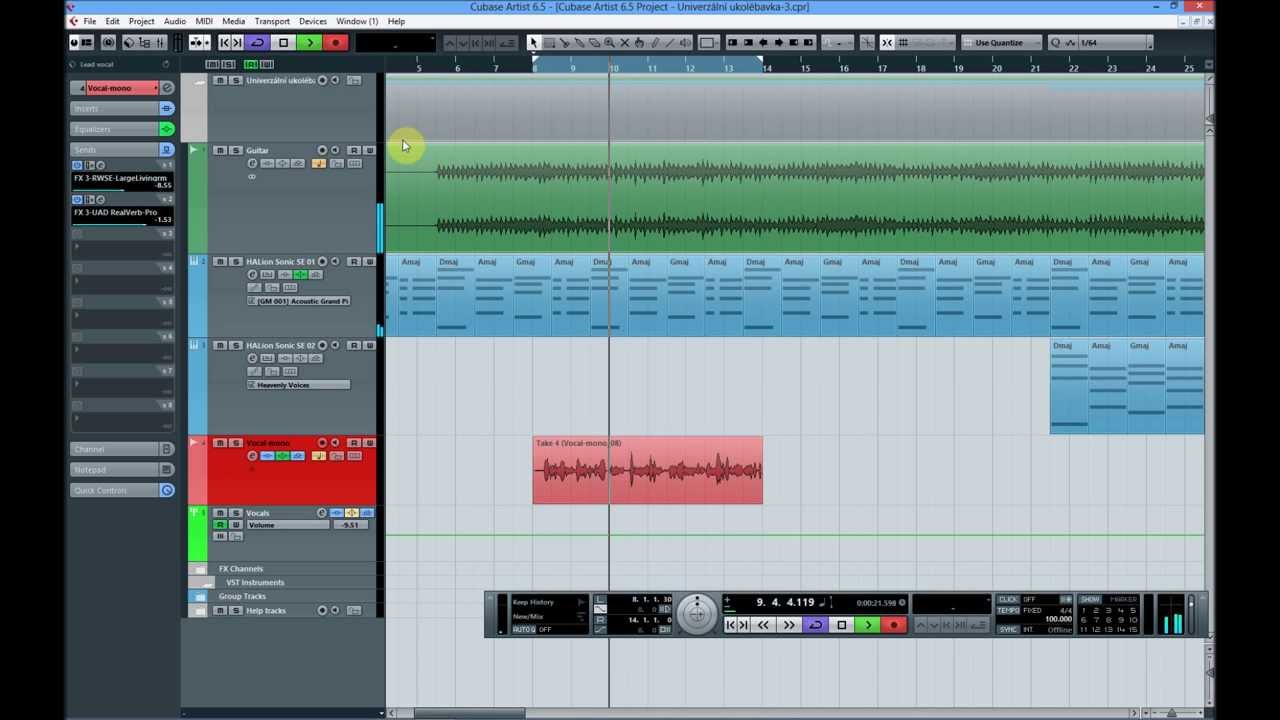 Ukázka tvorby hudby v programu Cubase + návod jak si nahrát hlas - zpěv -  vokál - YouTube